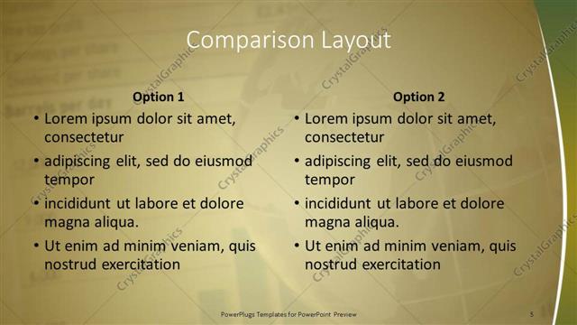 Comparison presentation slide layout
