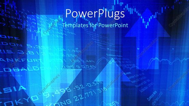  Presentation with blue financial - Financial Up Down Arrows in blue with world market data