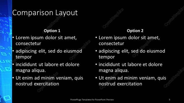 Comparison presentation slide layout