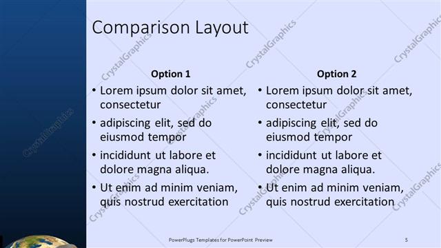 Comparison presentation slide layout