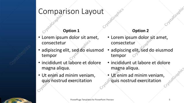 Comparison presentation slide layout