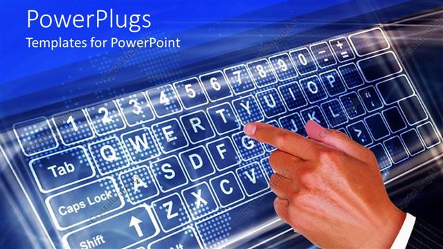  Presentation with connected world - Finger touching keyboard, Internet, World wide web, IT