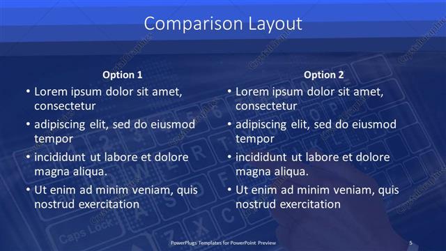Comparison presentation slide layout