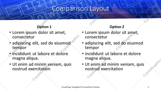 Comparison presentation slide layout