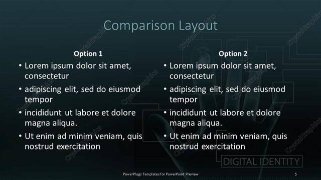 Comparison presentation slide layout