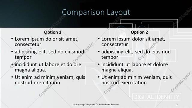 Comparison presentation slide layout