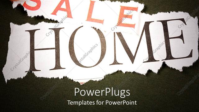  Presentation with estate - Fingers placing red sale sign over word Home