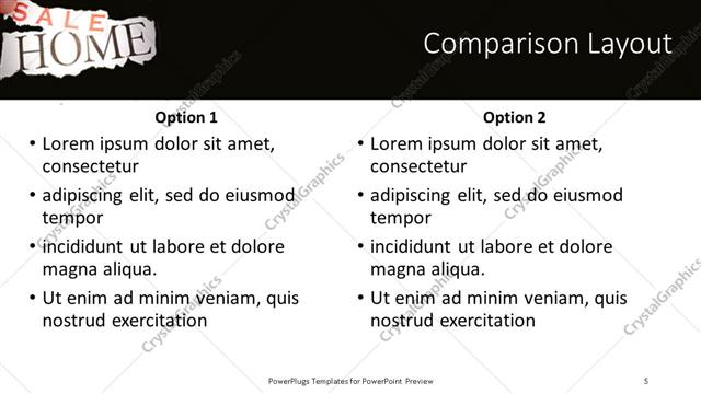 Comparison presentation slide layout