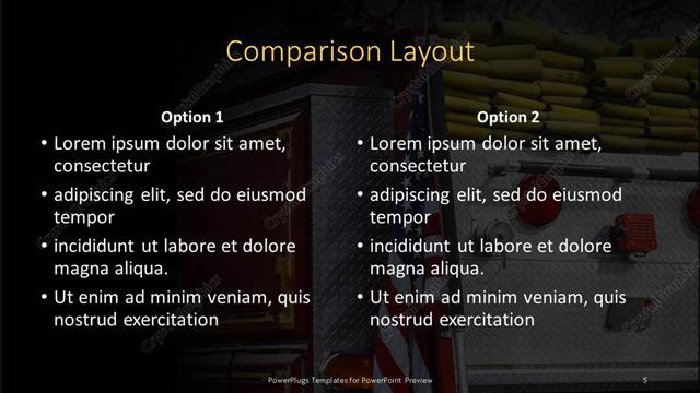 Comparison presentation slide layout