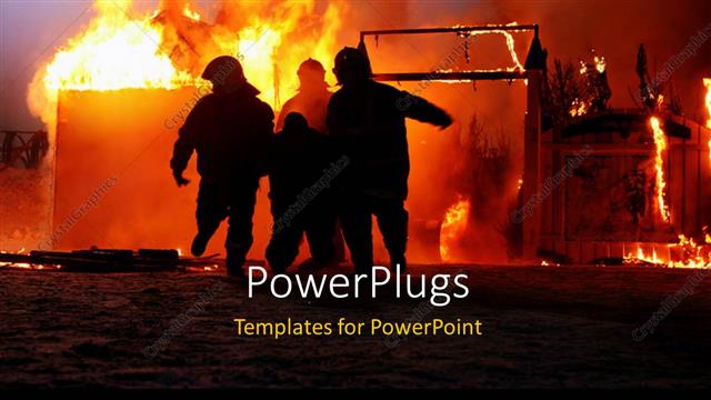  Presentation with fire - Firefighters rescue an accident victim with burning buildings