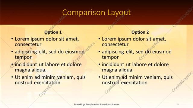Comparison presentation slide layout
