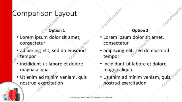 Comparison presentation slide layout