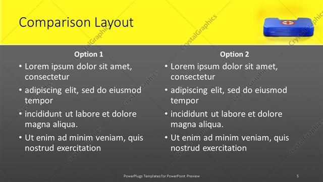 Comparison presentation slide layout
