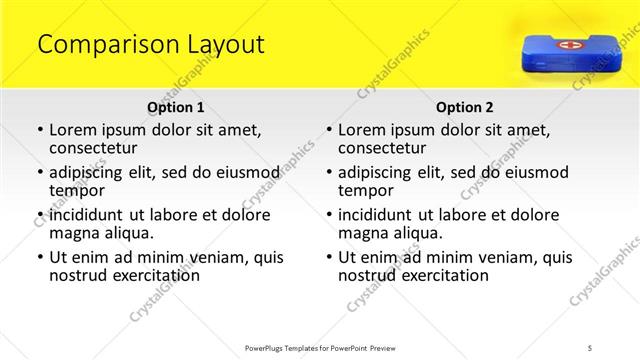 Comparison presentation slide layout