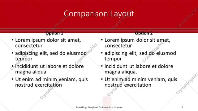Comparison presentation slide layout
