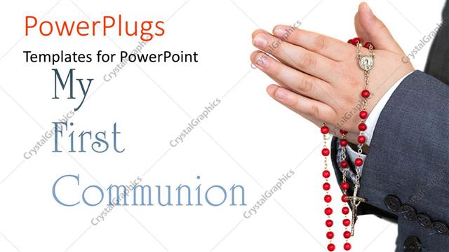  Presentation with first communion - A person prayig with a white background