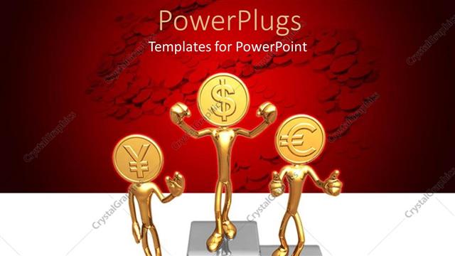  Presentation with third - First, second, third positions champions stand with figures with golden coin heads