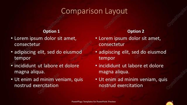 Comparison presentation slide layout