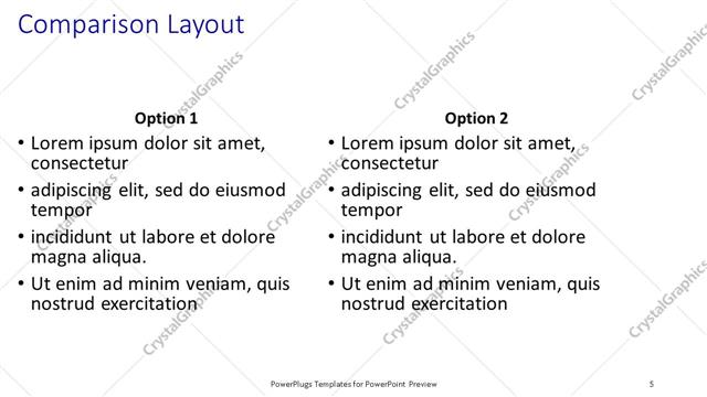 Comparison presentation slide layout