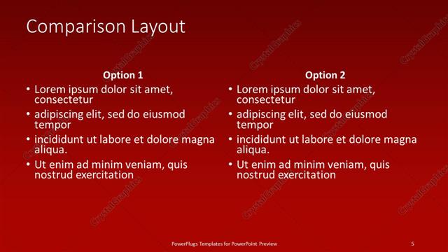 Comparison presentation slide layout