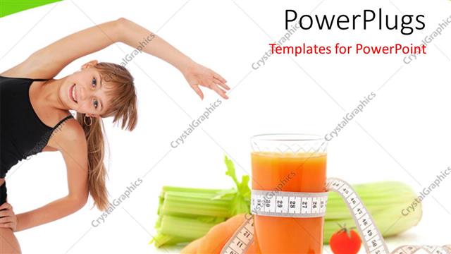  Presentation with exercise - Fit girl performing exercise with a glass of fresh and healthy fruit juice