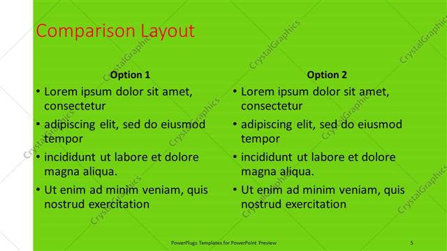Comparison presentation slide layout