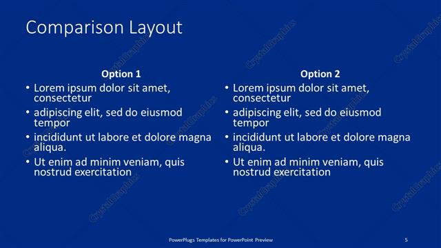 Comparison presentation slide layout