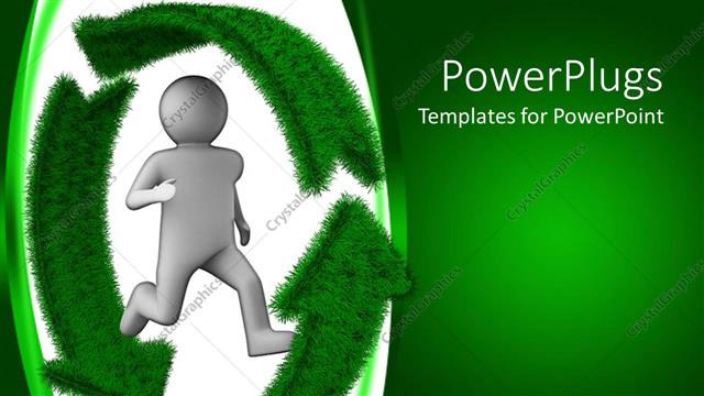  Presentation with recycle - A fiure with a recycle sign and greenish background