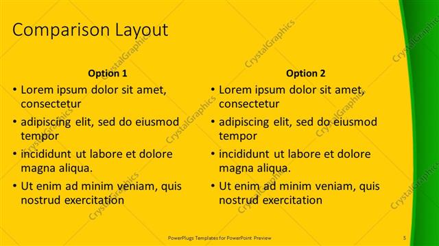 Comparison presentation slide layout