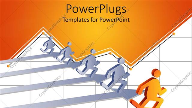 Presentation with gold silver - Five 3D human characters running on silver and gold arrows
