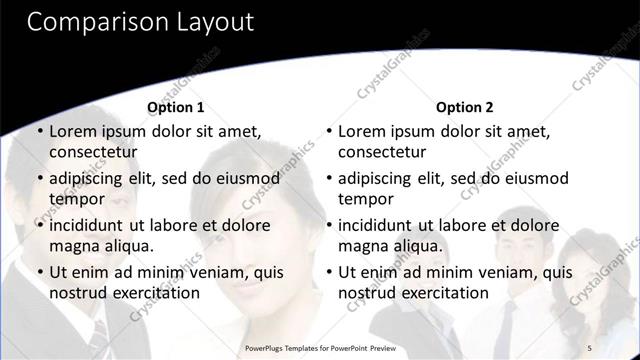 Comparison presentation slide layout