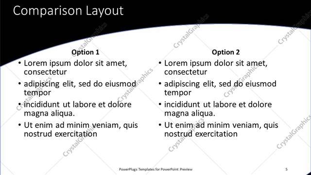 Comparison presentation slide layout