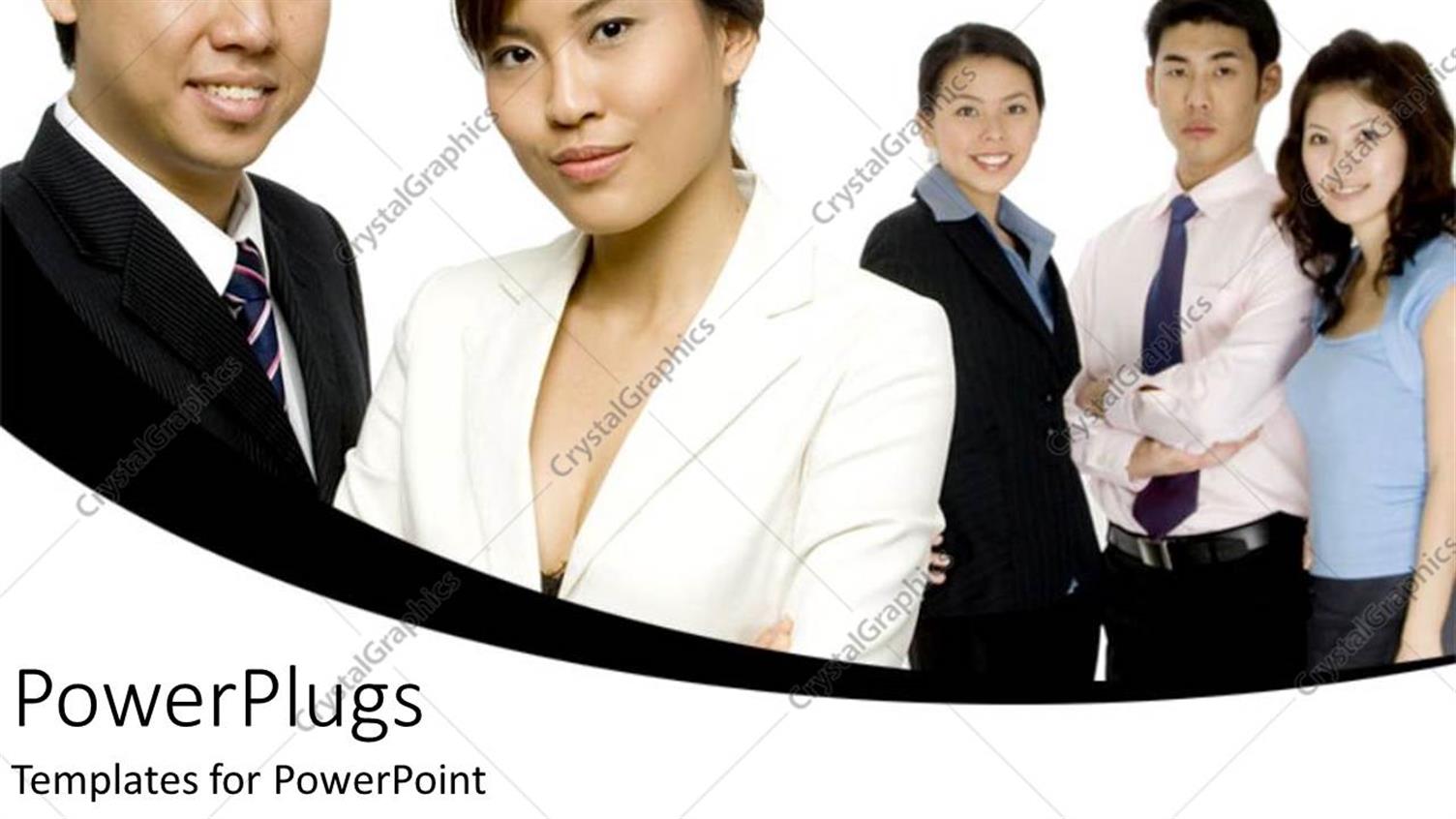 Featuring Five Adult Asian Males and feMales Standing with White Background