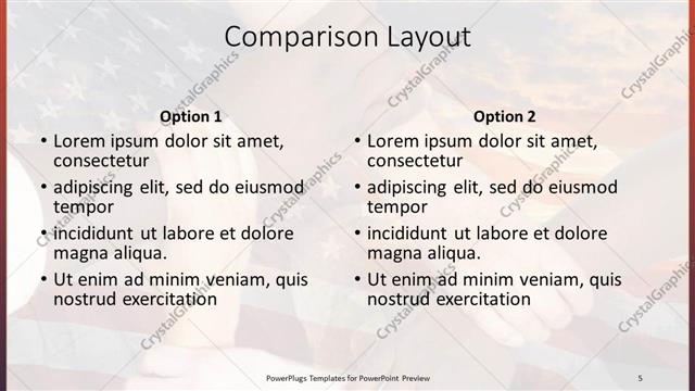 Comparison presentation slide layout