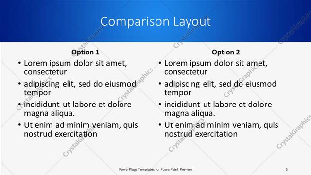 Comparison presentation slide layout