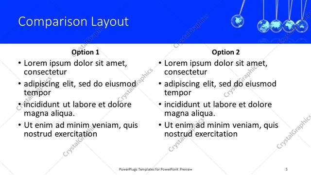 Comparison presentation slide layout