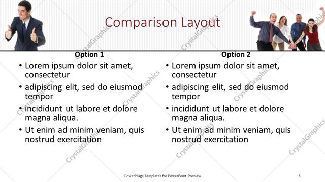 Comparison presentation slide layout