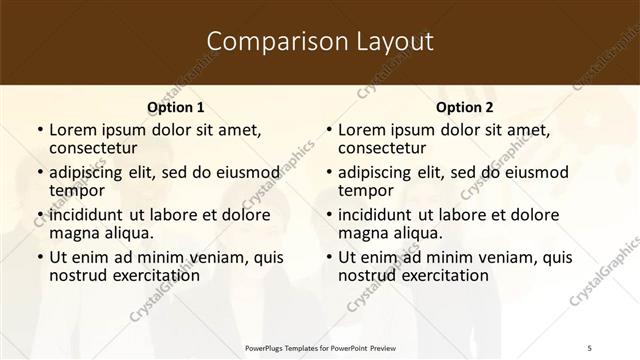 Comparison presentation slide layout