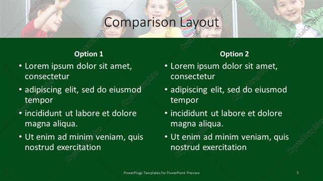 Comparison presentation slide layout