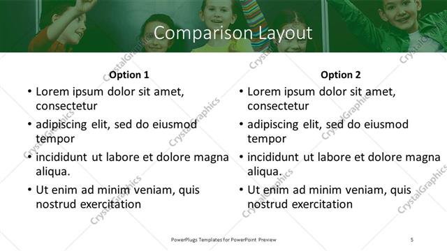 Comparison presentation slide layout