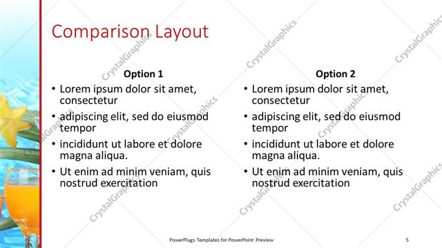 Comparison presentation slide layout