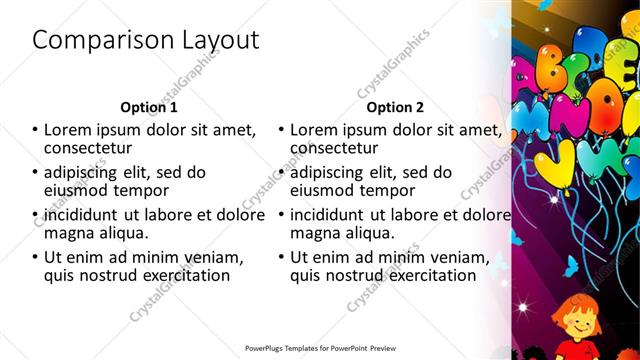 Comparison presentation slide layout