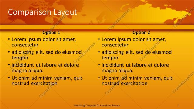 Comparison presentation slide layout