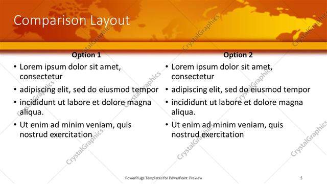 Comparison presentation slide layout