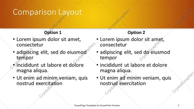 Comparison presentation slide layout