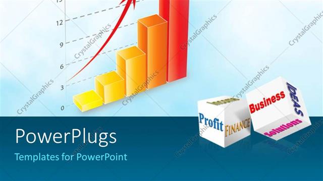  Presentation with business profit - Five multi colored bars with an arrow and some text