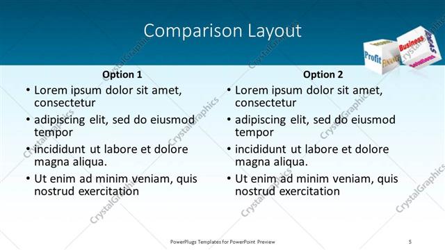 Comparison presentation slide layout