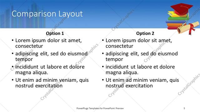 Comparison presentation slide layout
