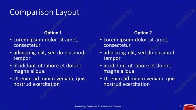 Comparison presentation slide layout