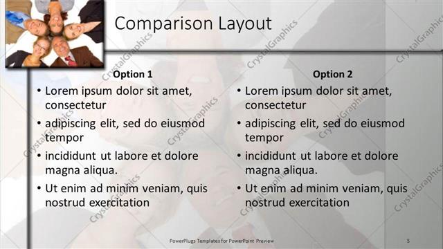 Comparison presentation slide layout
